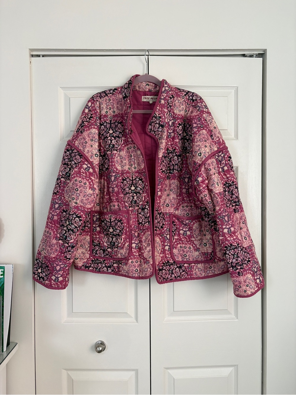 Free People Chloe Print Jacket - Pink Quilted Jacket - XL - Picture 2 of 5